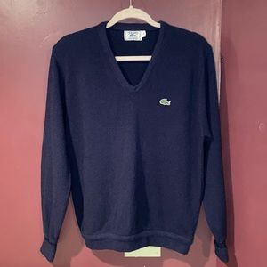 Izod Lacoste Navy Blue Vintage V-Neck Sweater